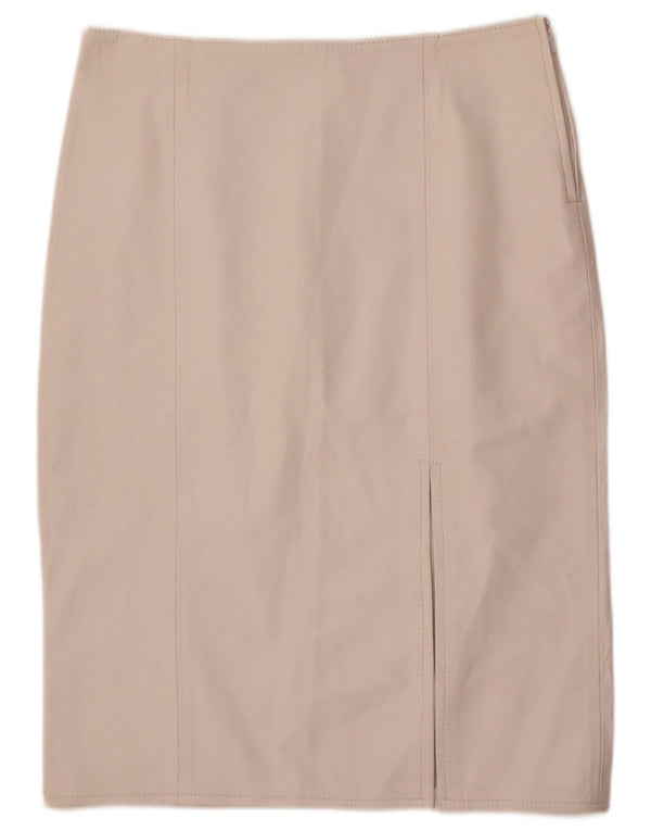 Vintage Womens Leather Skirt IT 48 XL W32  White