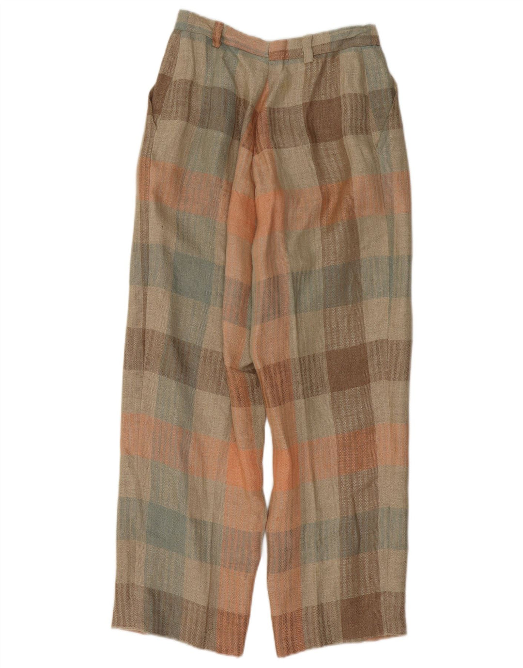 Pantaloni chino con pegging da donna vintage W26 L26 a quadretti multicolore