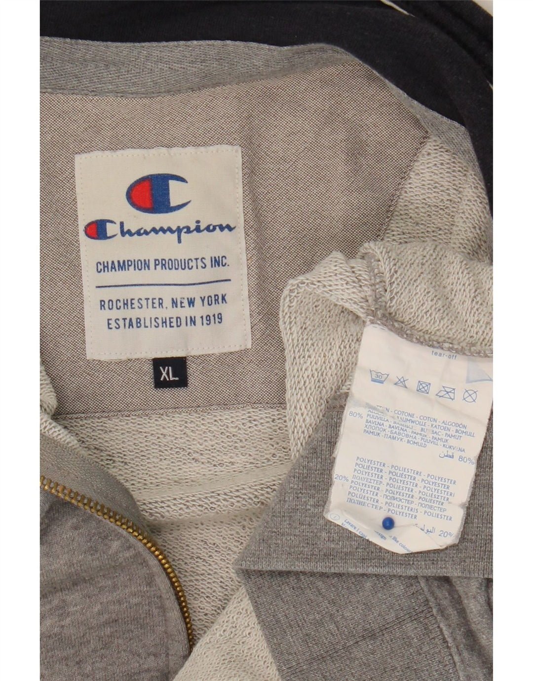Giacca da tuta da uomo CHAMPION XL in cotone chiazzato grigio