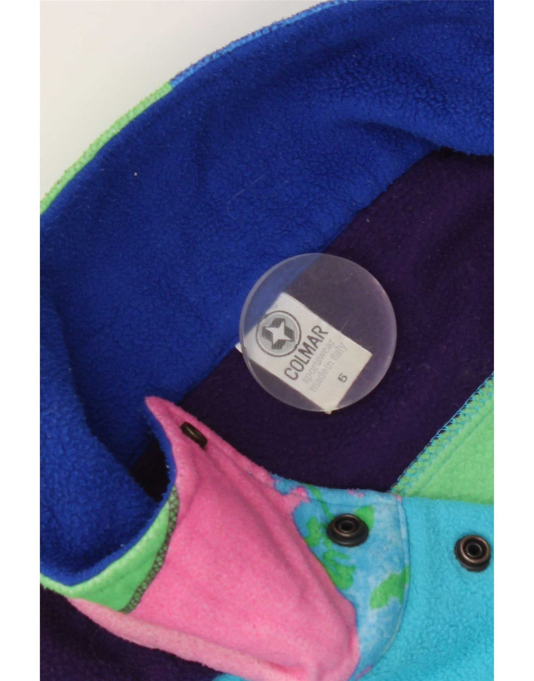 Maglione in pile da uomo Colmar con bottoni e collo XL blu a blocchi di colore