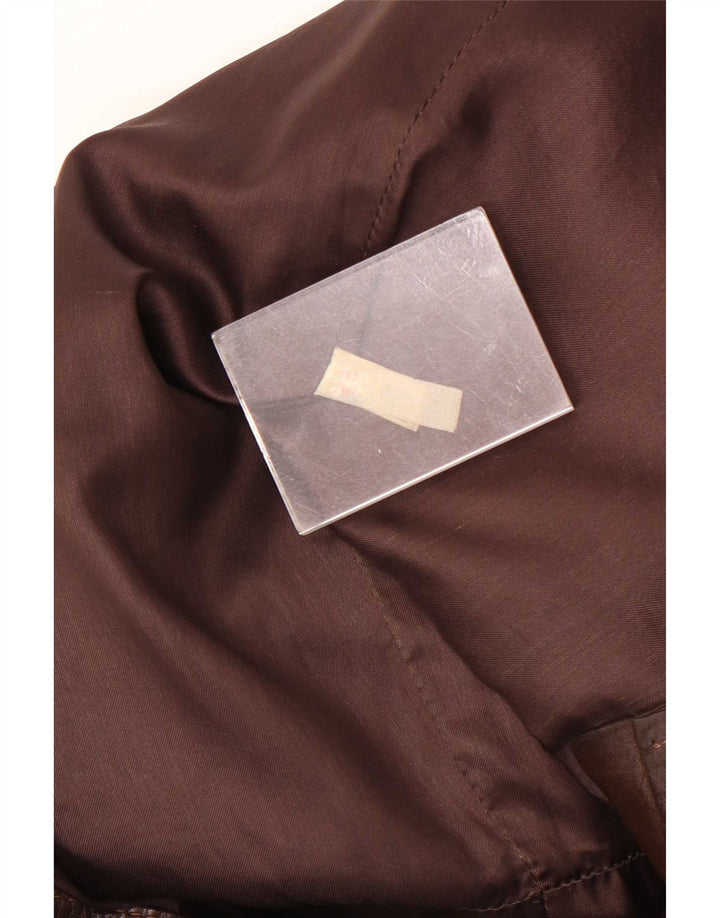 Cappotto in pelle vintage da donna UK 14 Marrone medio