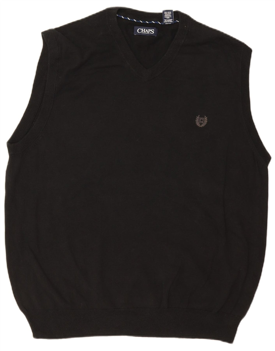 CHAPS Mens Vest Tank Top XL Black Cotton
