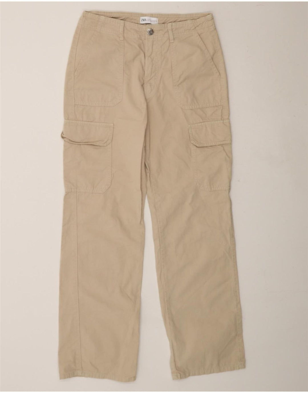 ZARA Womens Straight Cargo Trousers EU 38 Small W28 L30 Beige Vintage Zara and Second-Hand Zara from Messina Hembry 