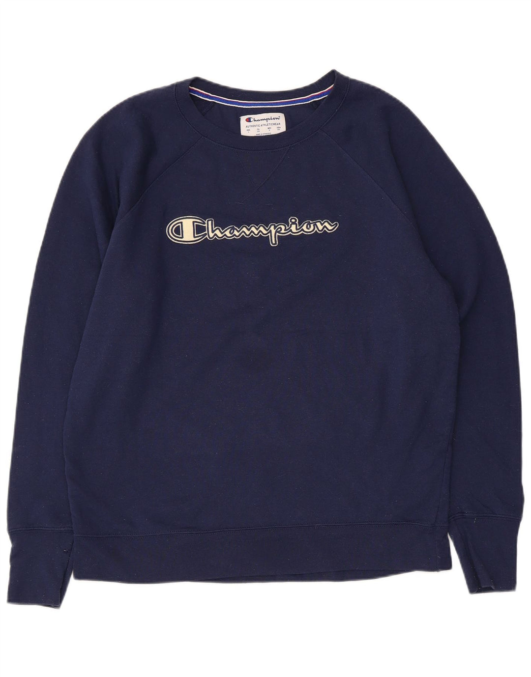 Felpa grafica da uomo Champion, maglione grande, poliestere blu navy