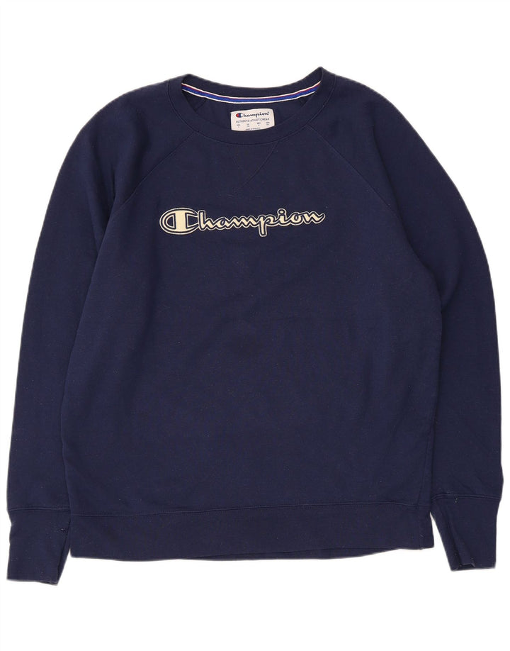 Felpa grafica da uomo Champion, maglione grande, poliestere blu navy