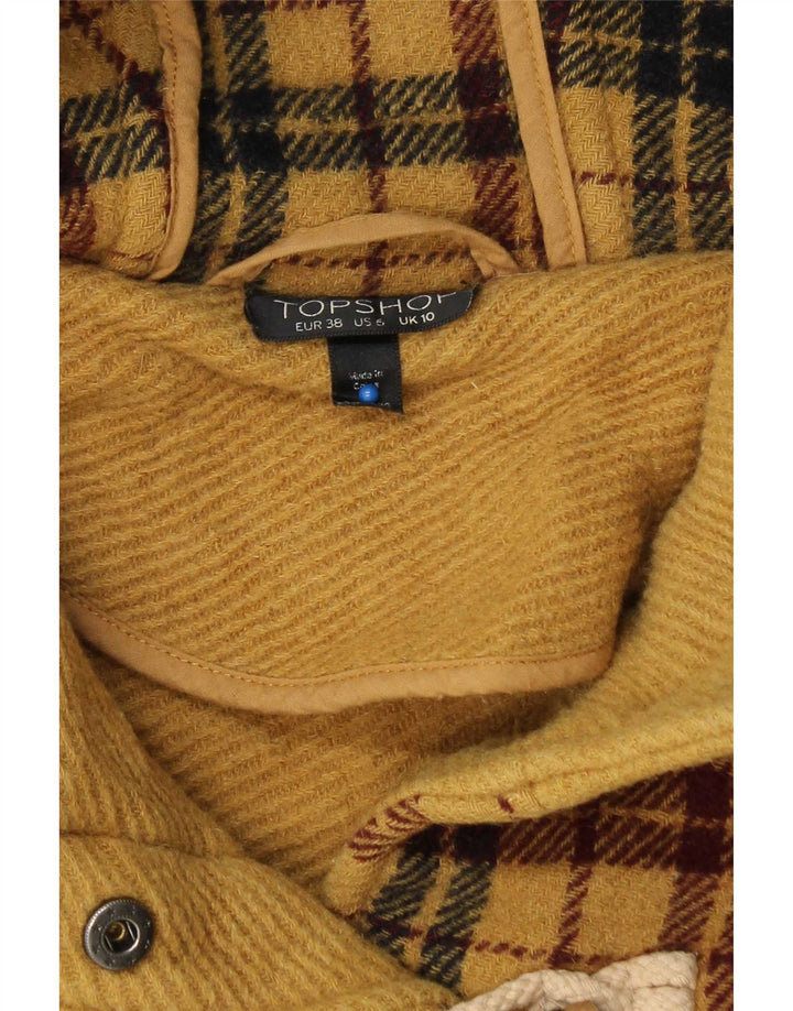 Topshop Montgomery da donna con cappuccio UK 10 piccolo lana a quadri gialli