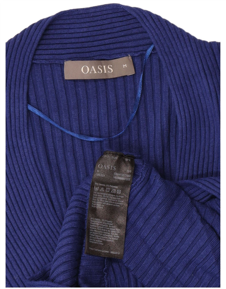 Maglione da donna con scollo a V Oasis UK 12 Viscosa blu medio