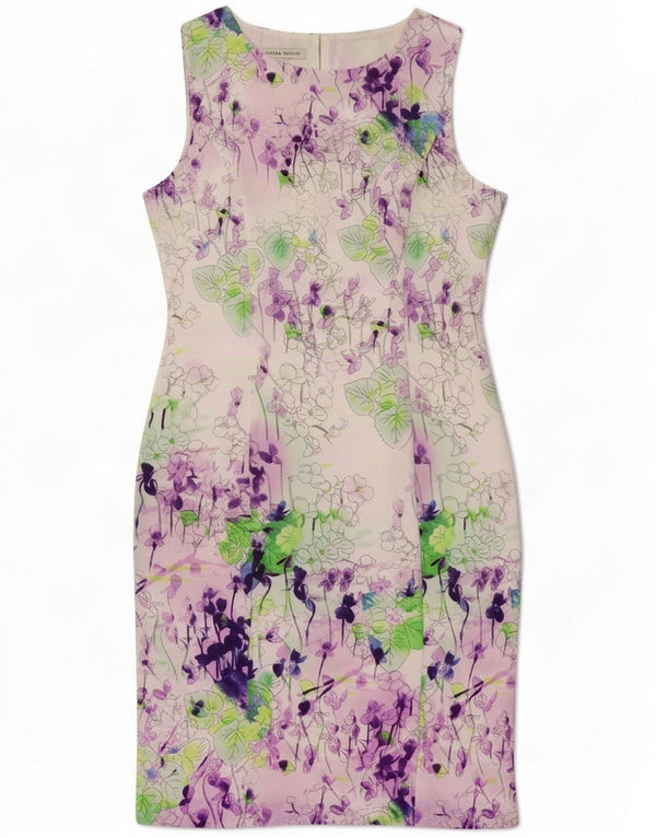Laura Ashley Abito tubino senza maniche da donna UK 14 Large White Floral