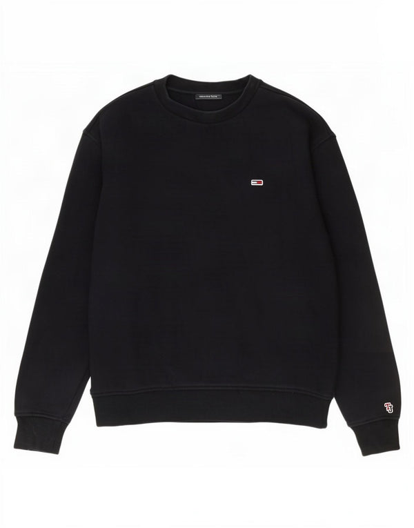 Tommy Hilfiger Womens Oversized Sweatshirt Jumper UK 10 Small Black Cotton