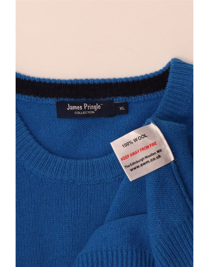 Maglione maglione girocollo da uomo James Pringle XL lana blu