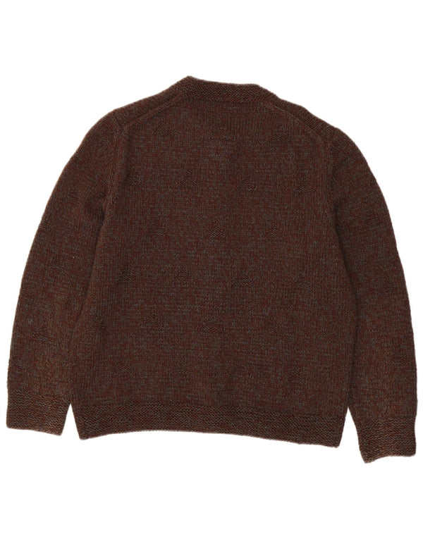 Maglione cardigan da donna vintage UK 16 grande marrone