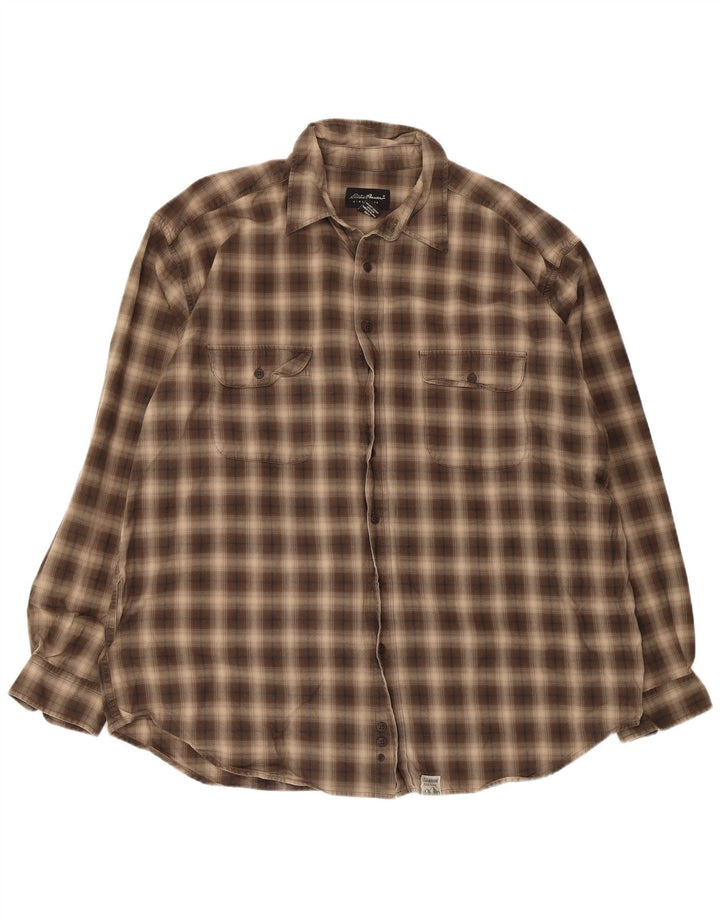 Camicia alta da uomo Eddie Bauer 2XL Cotone a quadri beige