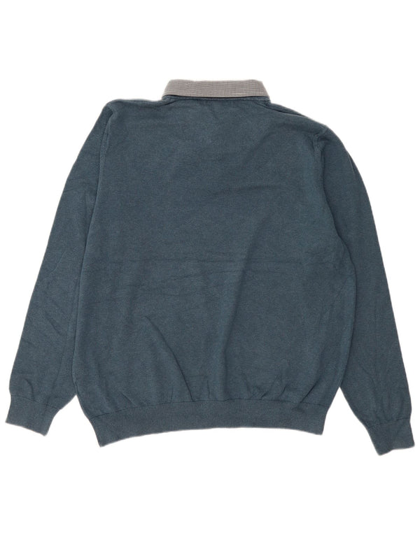 Marks & Spencer Maglione da uomo con collo a polo autografo grande in cotone blu