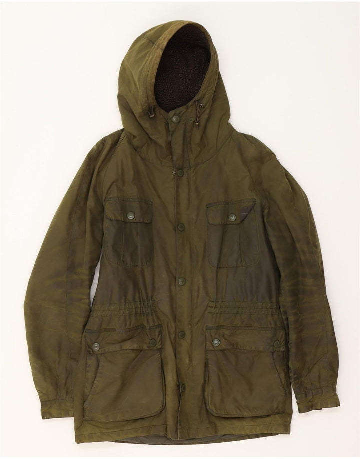 Giacca da uomo in cotone cerato con cappuccio Barbour UK 38 cotone kaki medio