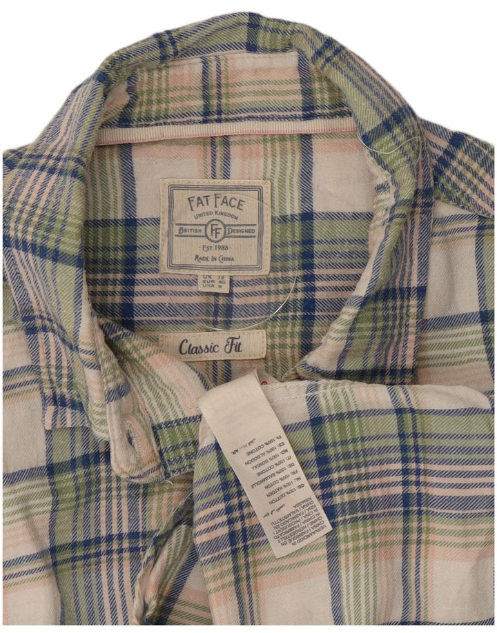 Fat Face Camicia da donna in flanella dal taglio classico UK 12 Check multicolore medio