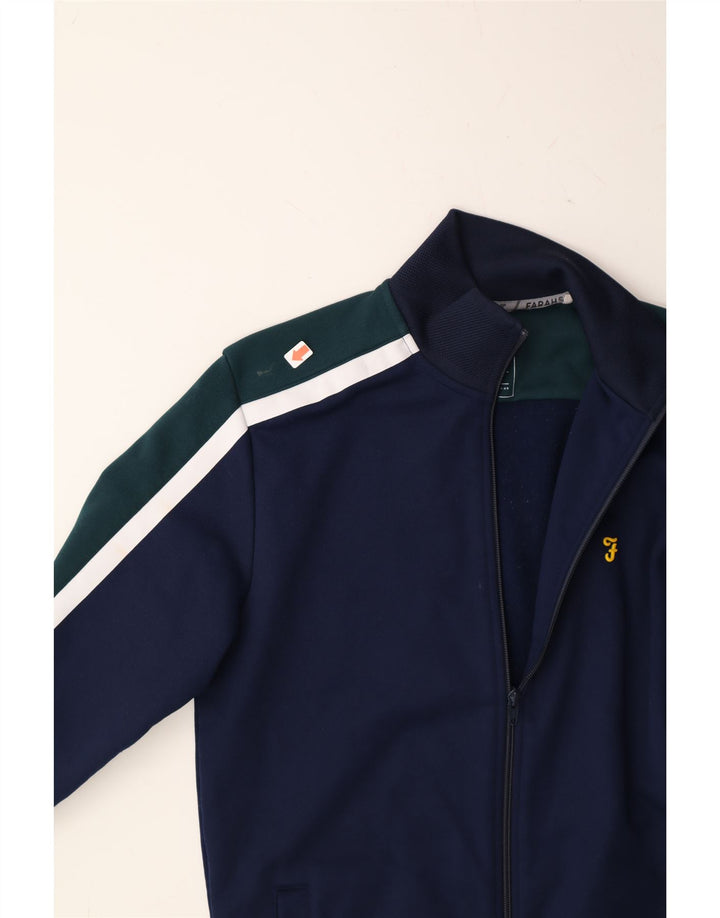 FARAH Mens Tracksuit Top Jacket XS Navy Blue Colourblock Polyester Vintage Farah and Second-Hand Farah from Messina Hembry 