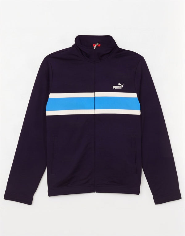 Giacca da tuta da uomo Puma Large in poliestere color block blu navy
