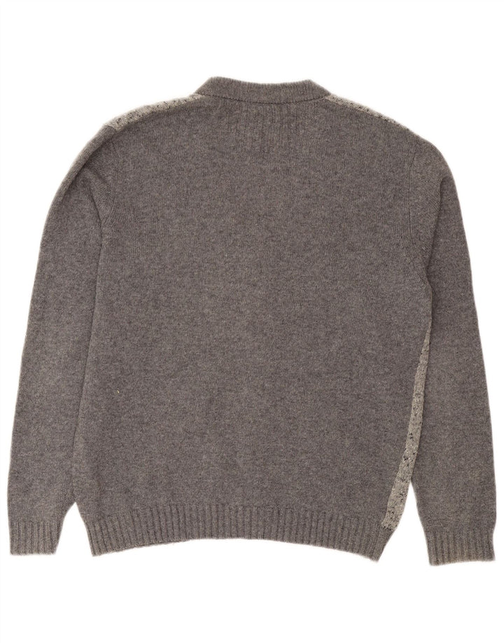Maglione Cardigan Uomo Il Granchio IT 50 Lana Maculata Grigio Medio