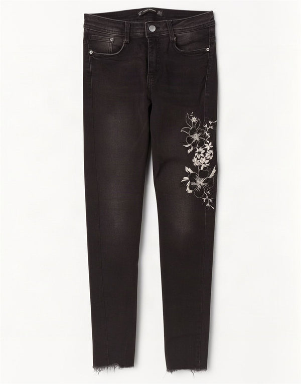 Jeans skinny Trafaluc da donna Zara EU 36 XS W26 L27 Nero floreale