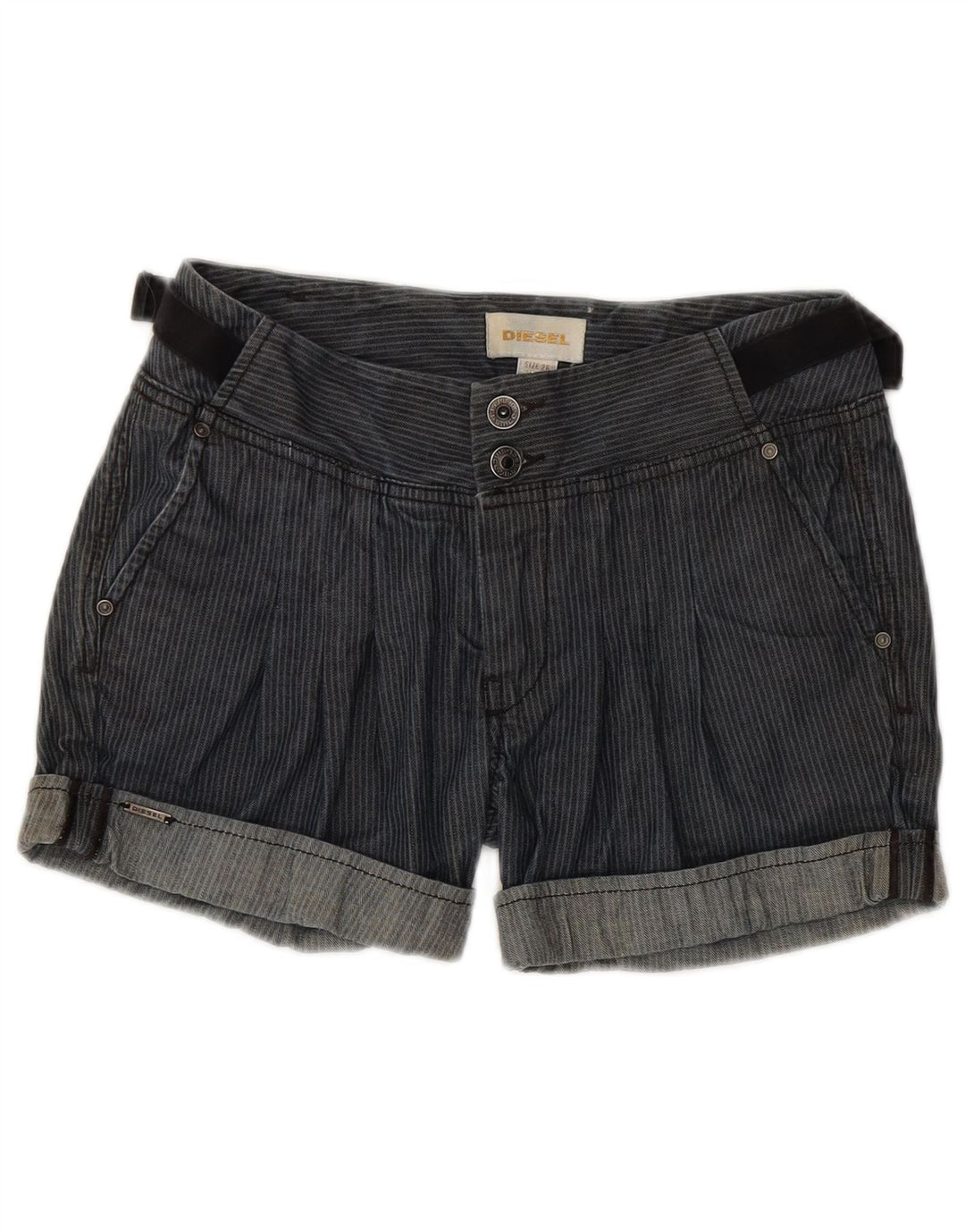 Pantaloni caldi da donna Diesel W26 piccoli in cotone a righe blu