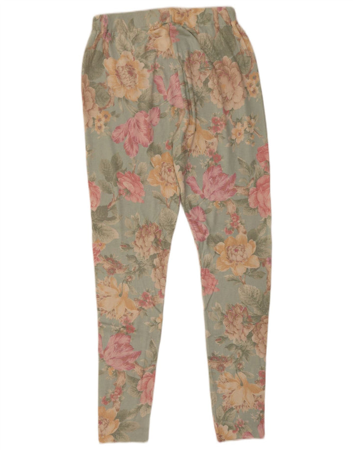 Leggings da donna vintage UK 12 Viscosa floreale blu medio