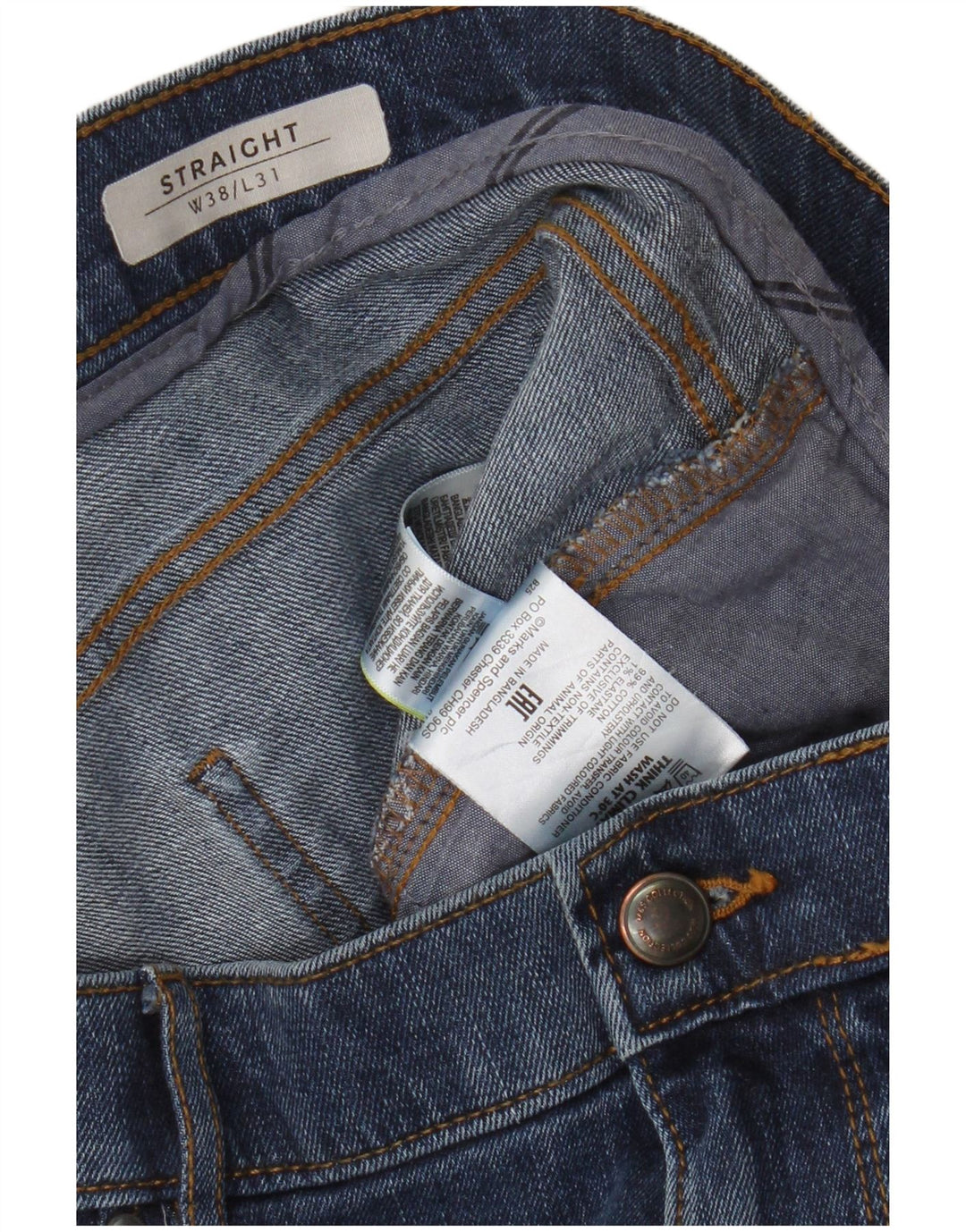 Jeans dritti da uomo Marks & Spencer W38 L31 cotone blu
