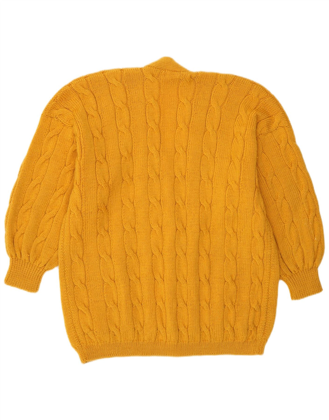 Maglione cardigan da donna vintage UK 16 grande giallo