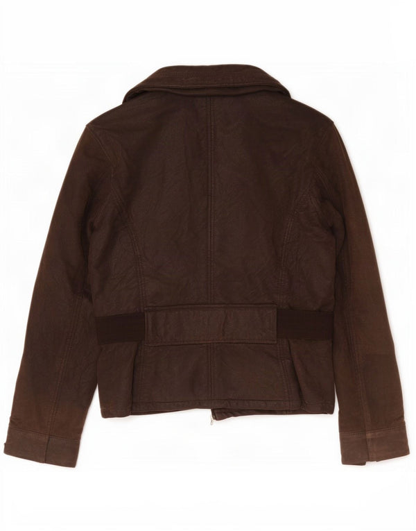 Giacca in pelle vintage da donna IT 42 Marrone medio
