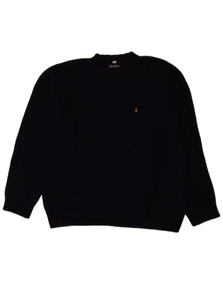 Elvstrom Maglione da uomo con collo alto e maglione XL in lana blu navy
