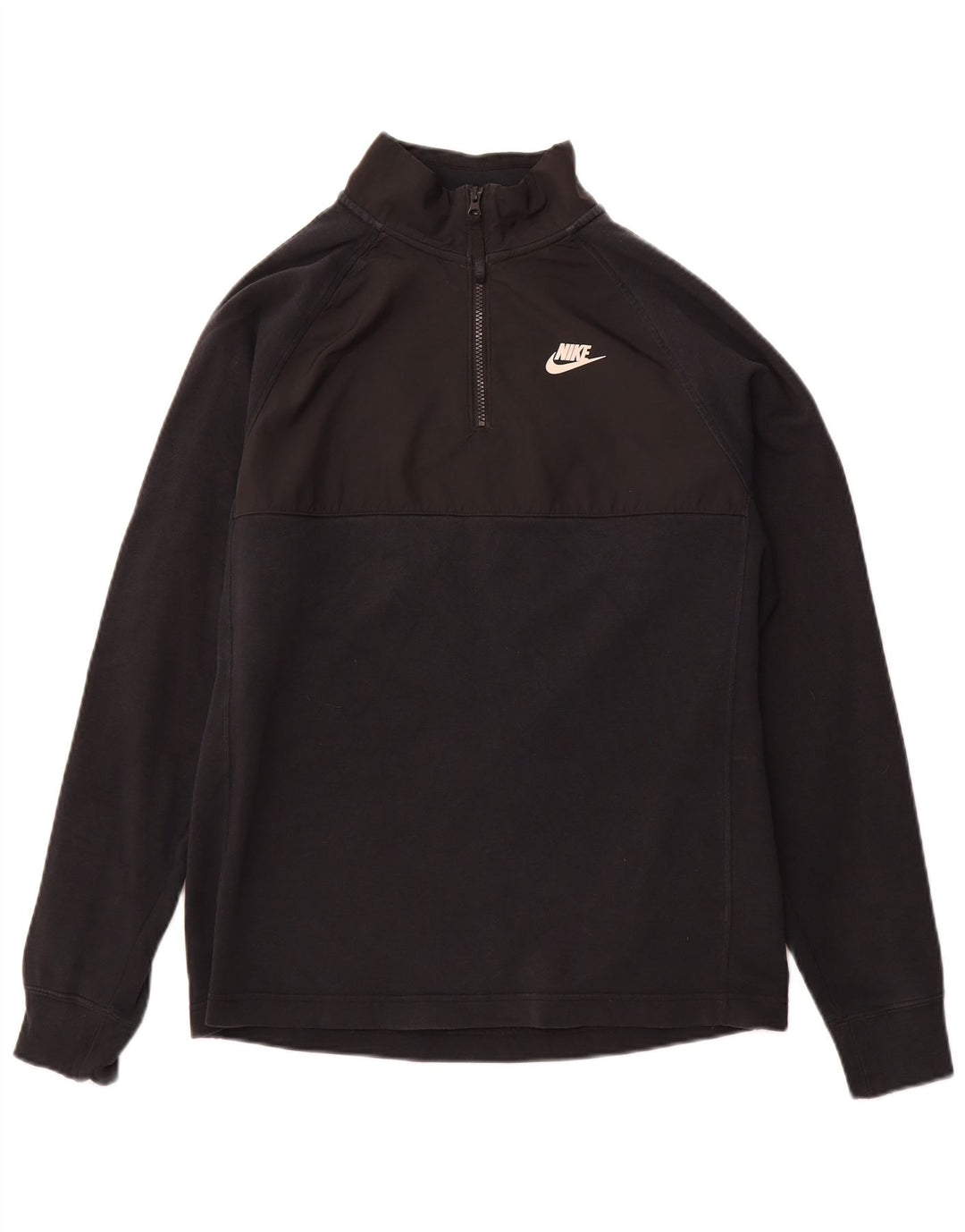 NIKE Felpa da uomo con grafica con zip e collo, maglione piccolo in cotone nero