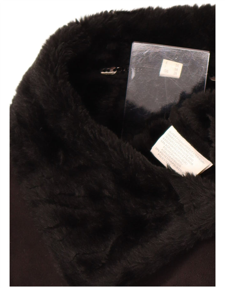 Giacca Sherpa vintage da donna UK 26 5XL acrilico nero