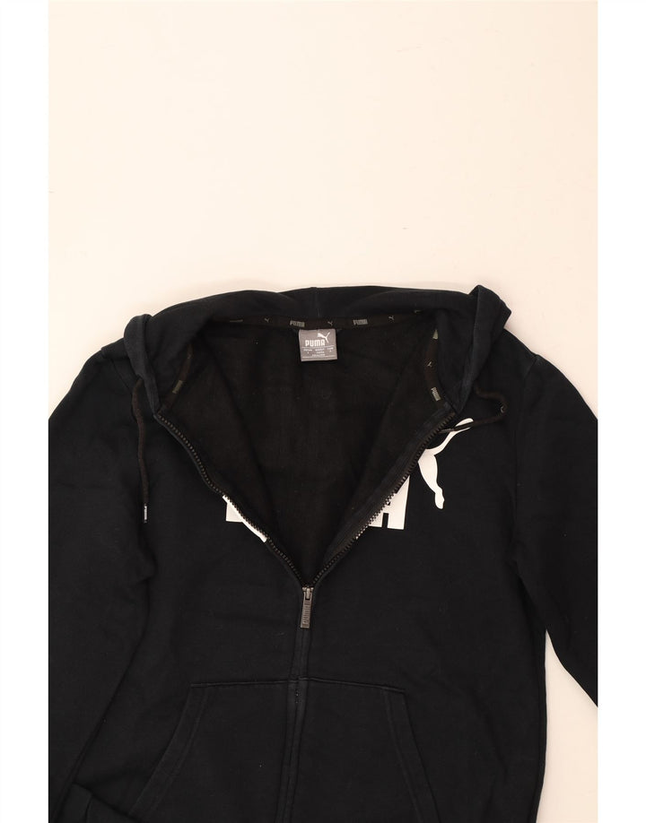 PUMA Mens Graphic Zip Hoodie Sweater Small Black Cotton Vintage Puma and Second-Hand Puma from Messina Hembry 