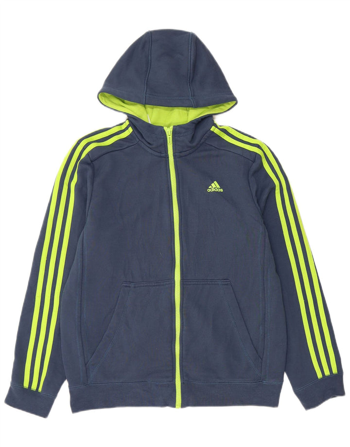 Maglione con cappuccio e zip ADIDAS da bambino Climalite 13-14 anni in poliestere blu navy