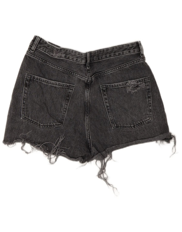 Topshop Pantaloni caldi da donna in denim effetto consumato mamma UK 10 piccoli W28 grigi