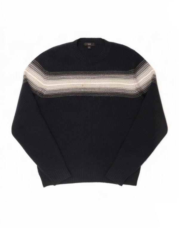 Maglione maglione girocollo da uomo Marks & Spencer grande color block blu navy
