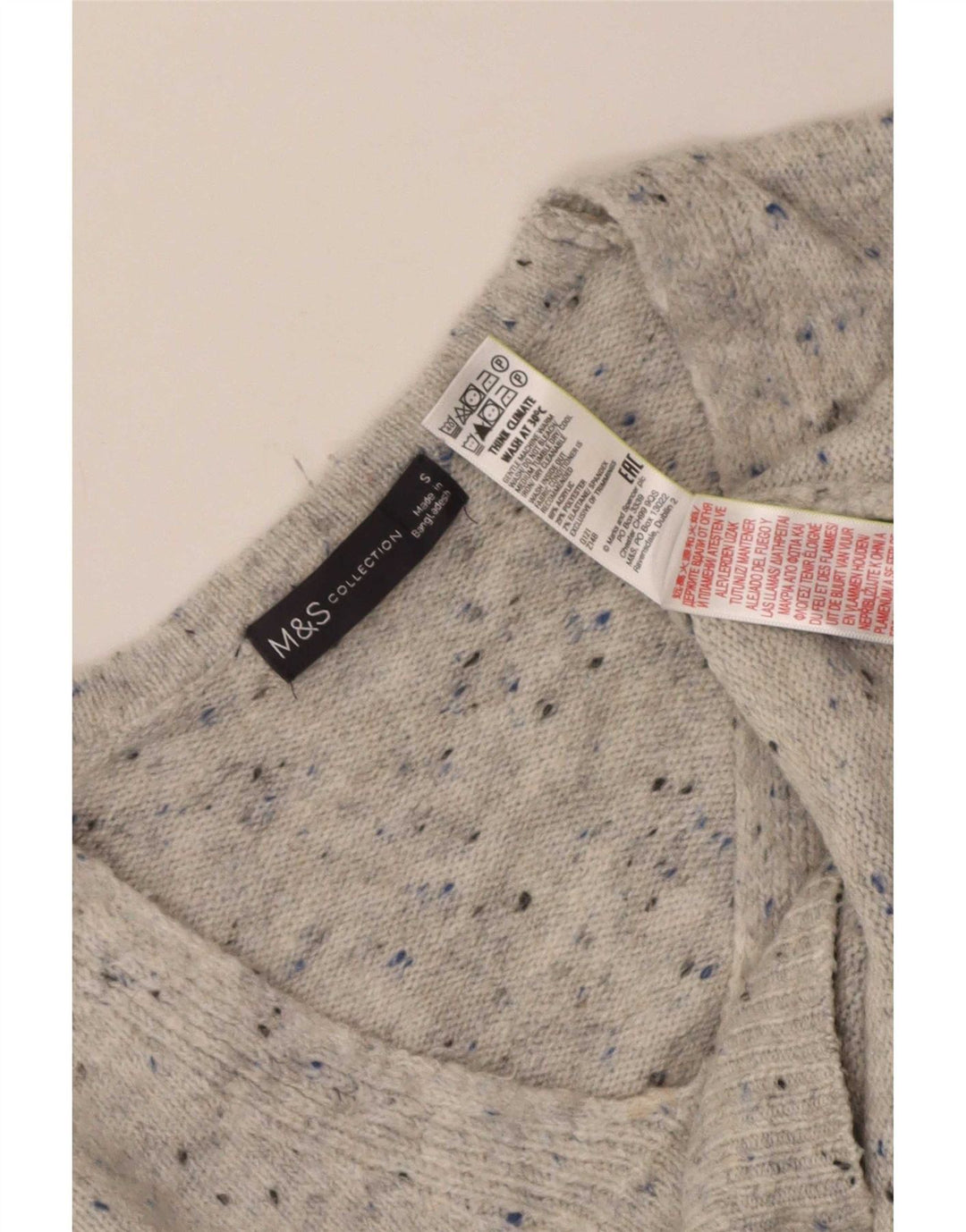 Maglione maglione con scollo a V da donna Marks & Spencer UK 10 piccolo grigio chiazzato