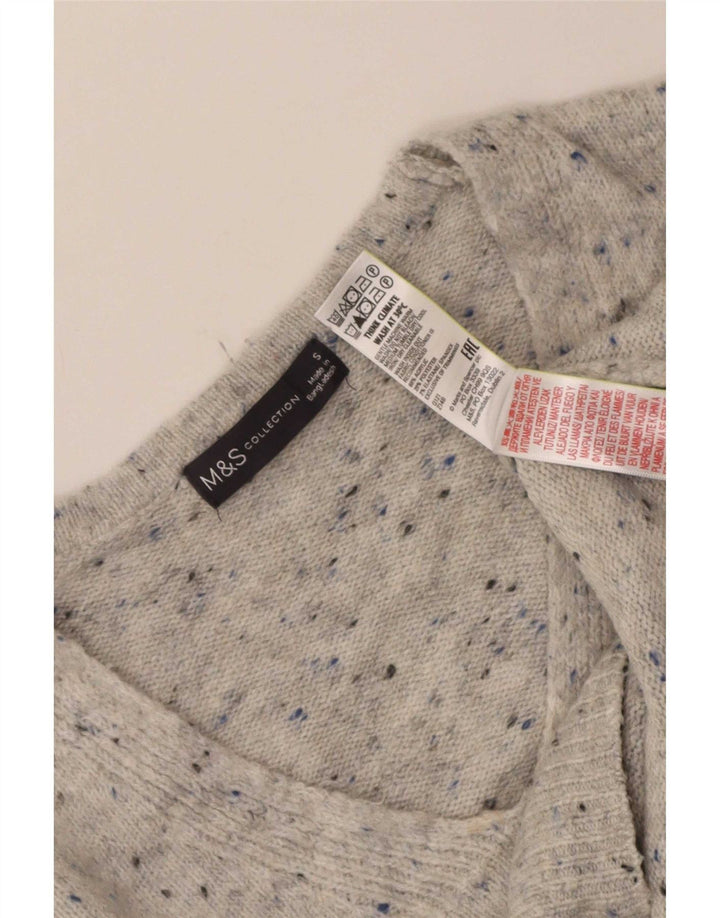 Maglione maglione con scollo a V da donna Marks & Spencer UK 10 piccolo grigio chiazzato