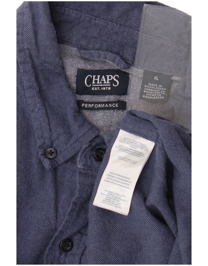 Camicia da uomo in flanella Chaps XL in cotone blu navy