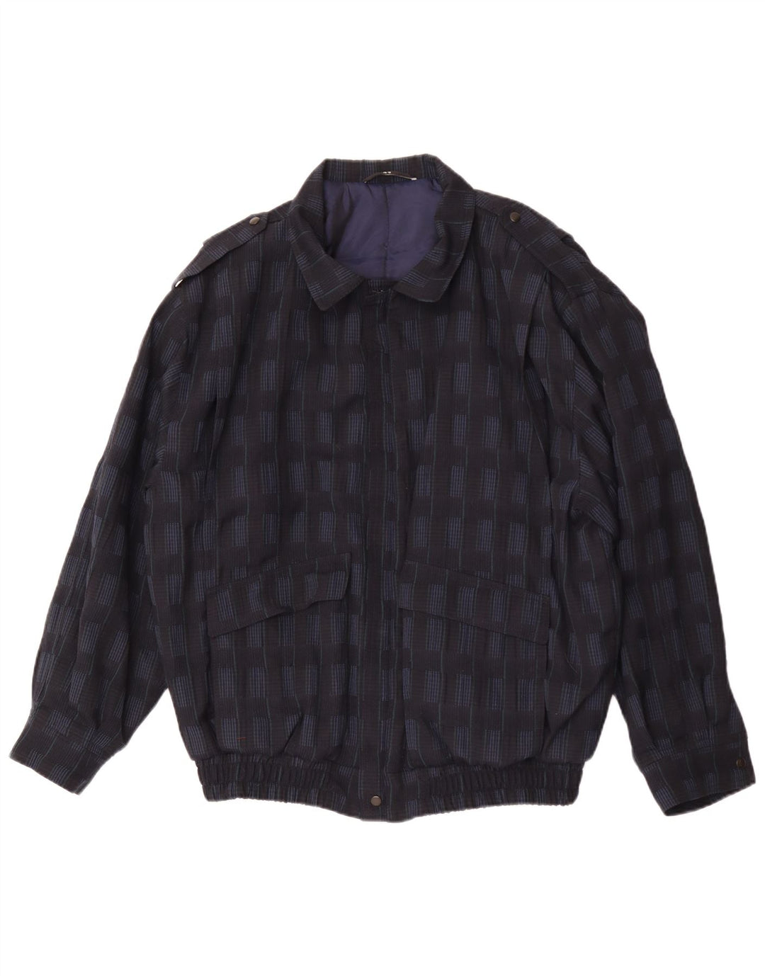 Giacca bomber militare da uomo Trevira UK 44 2XL Poliestere a quadri blu navy