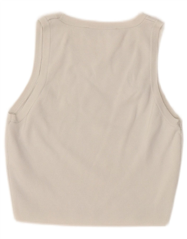 ZARA Womens Crop Vest Top UK 12 Medium White Viscose