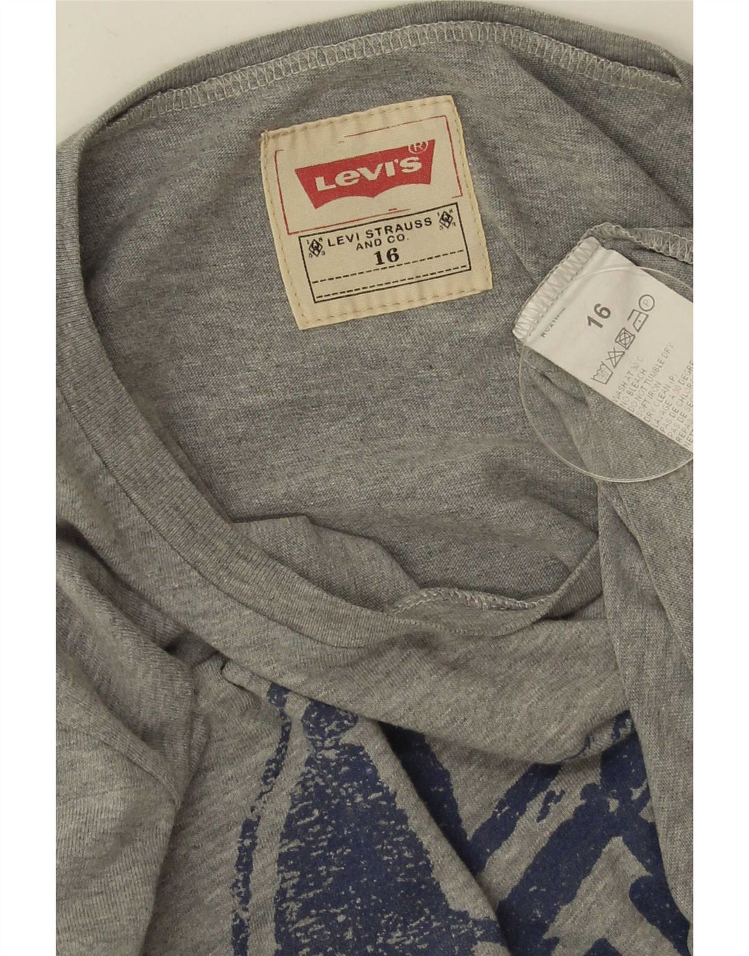 Maglietta grafica da bambino Levi's a maniche lunghe 15-16 anni in cotone grigio