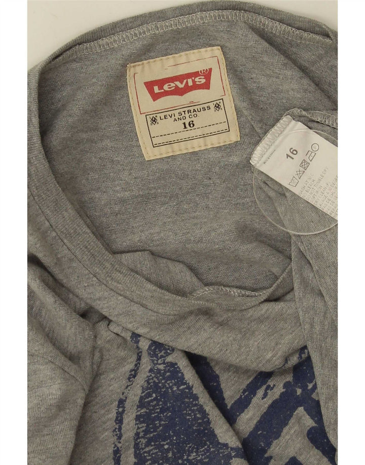 Maglietta grafica da bambino Levi's a maniche lunghe 15-16 anni in cotone grigio
