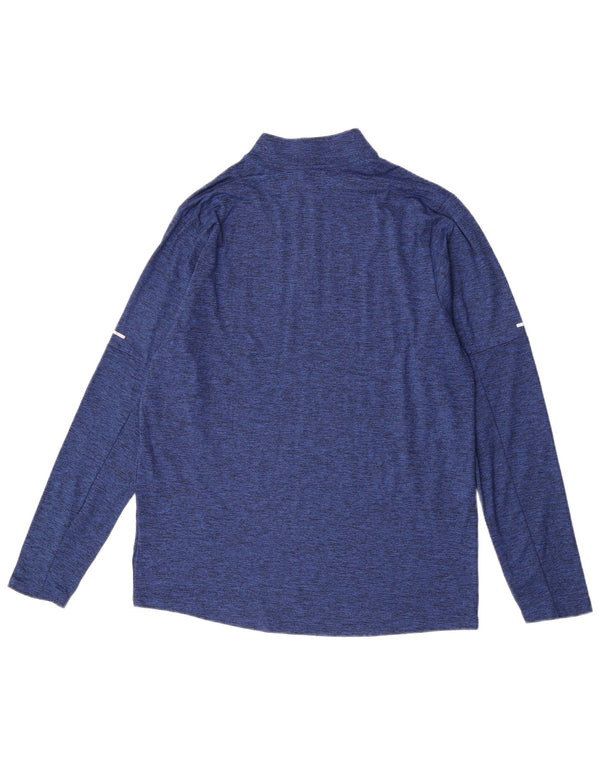 Nike Uomo Dri Fit Zip Neck Pullover Tuta Top Large Blu Flecked