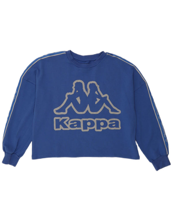 Felpa con grafica corta oversize da donna Kappa, maglione UK 14, blu medio