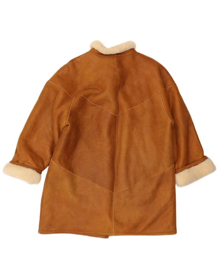 HIDE SOCIETY Womens Shearling Coat UK 18 XL Brown