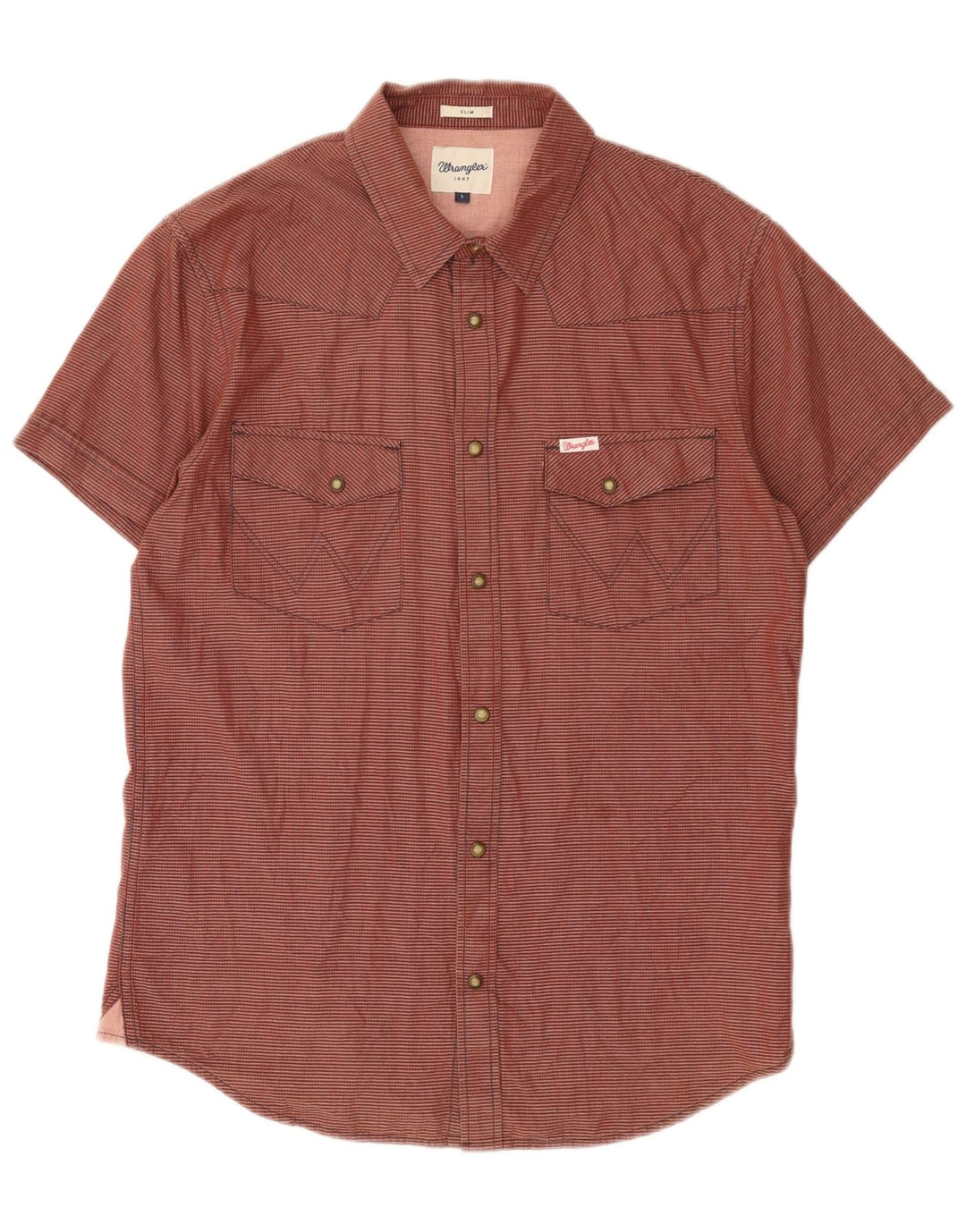 WRANGLER Camicia da uomo slim fit a maniche corte grande in cotone a quadretti rossi