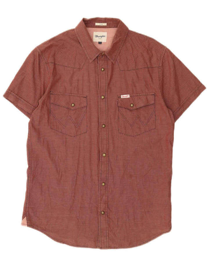 WRANGLER Camicia da uomo slim fit a maniche corte grande in cotone a quadretti rossi
