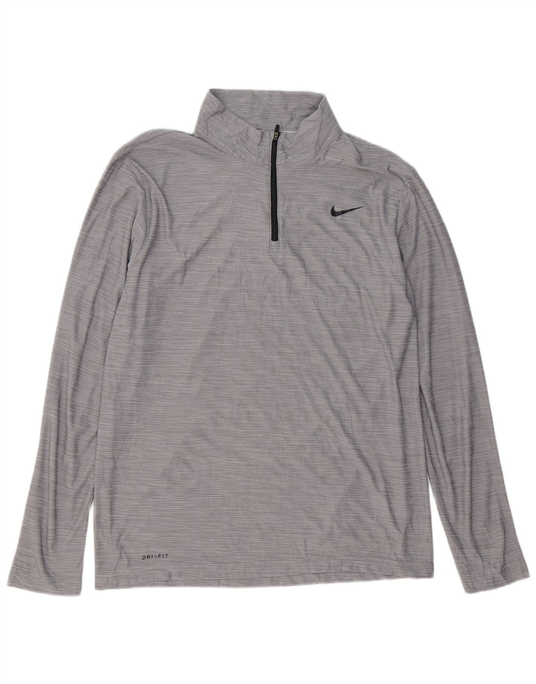 Top della tuta da ginnastica Nike Dri Fit con collo e zip da uomo, grigio medio, gessato