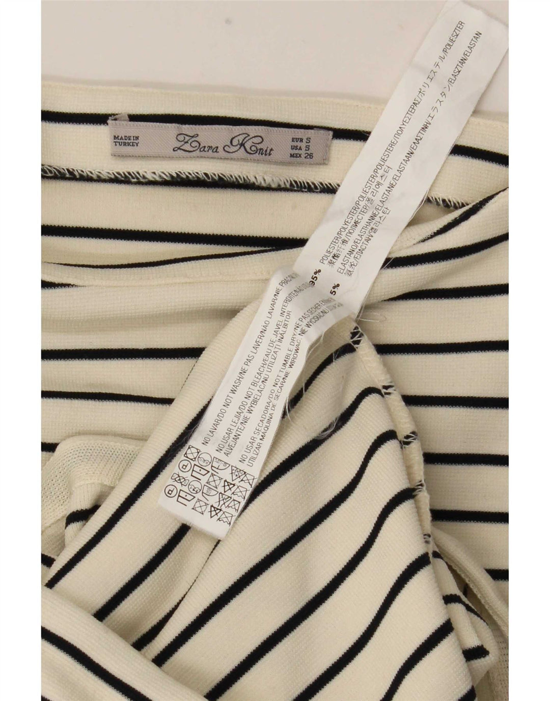 Abito lungo senza maniche da donna Zara UK 10 piccolo in poliestere a righe bianche
