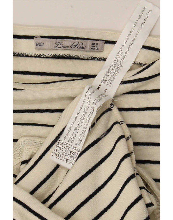 Abito lungo senza maniche da donna Zara UK 10 piccolo in poliestere a righe bianche